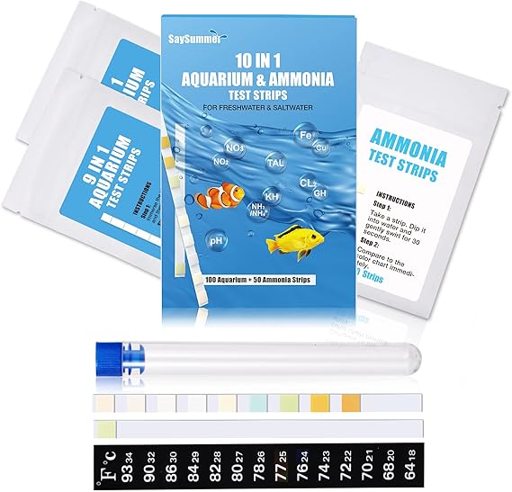 10 in 1 Ammonia Test Kit for Aquarium, 150ct Aquarium Ammonia Test