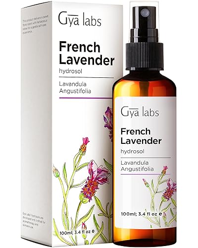 Gya Labs French Lavender Hydrosol – 3.4 onzas líquidas – Bruma facial y corporal para tóner de piel y refresco del cabello, como almohada,