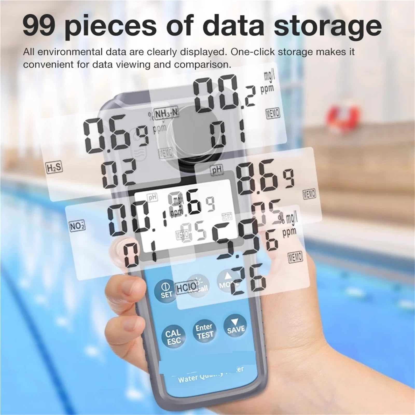 Compteur TDS, Turbidimètre numérique AE86063 (0-1000 NTU) : testeur de turbidité multiparamètre for Aquarium et Piscine