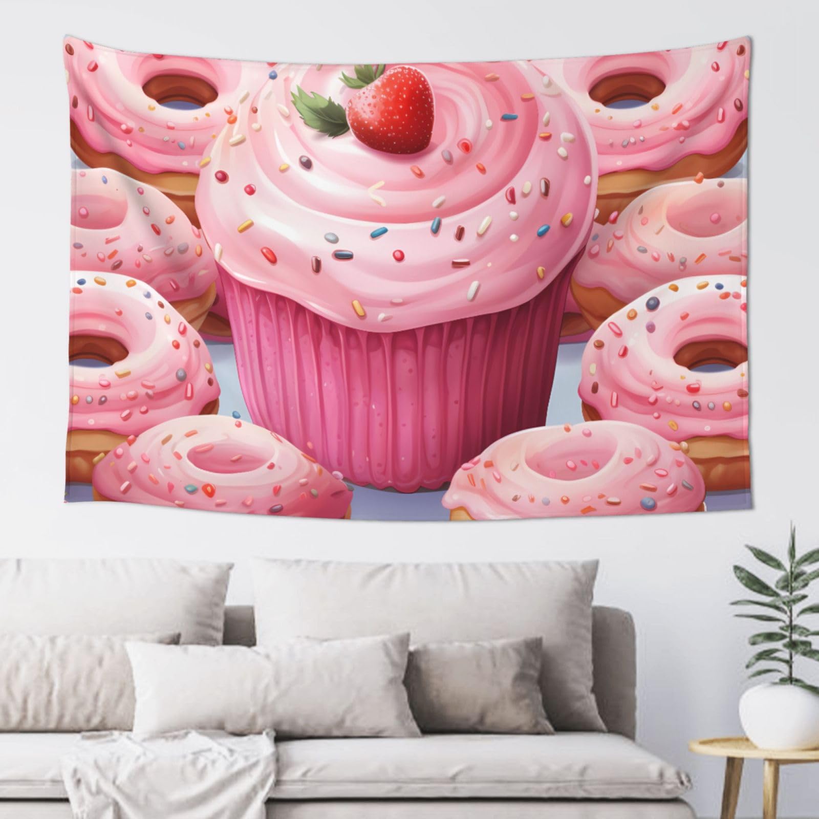 FodPand Cupcake Tapestry Dorm Decor, Wall Backdrop Aesthetic Tapestries Hanging Banner for Bedroom, Modern Wall Art Poster Blanket, Home Decor Wall Tapestry 60"x40"