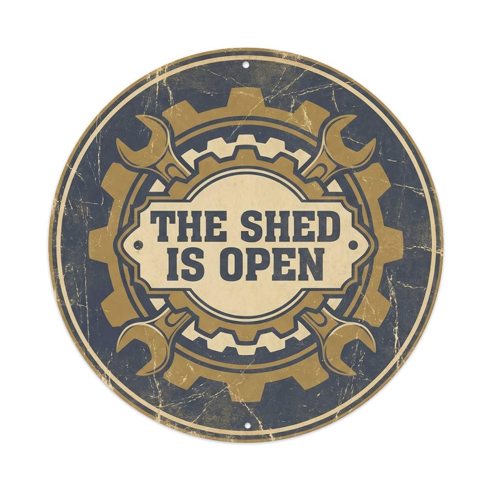 Open Shed Tools Border Workshop Welcome Repair Service Metal Tin Sign