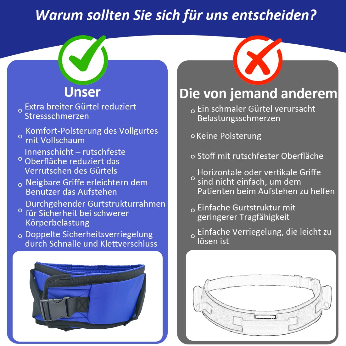 Transfergürtel Ganggürtel für Senioren, Transfergürtel mit gepolsterten Griffen, Transfergalgengurt für ältere Menschen beim Bewegen oder Transferieren (Grün, Große Größe)