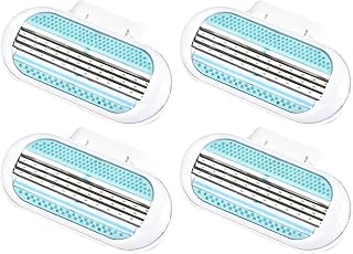 Recambios de cuchillas compatibles con la afeitadora femenina Gillette Venus Smooth, paquete de 4 unidades, 3 hojas, diseño con tira lubricante, para un afeitado suave en piernas y axilas