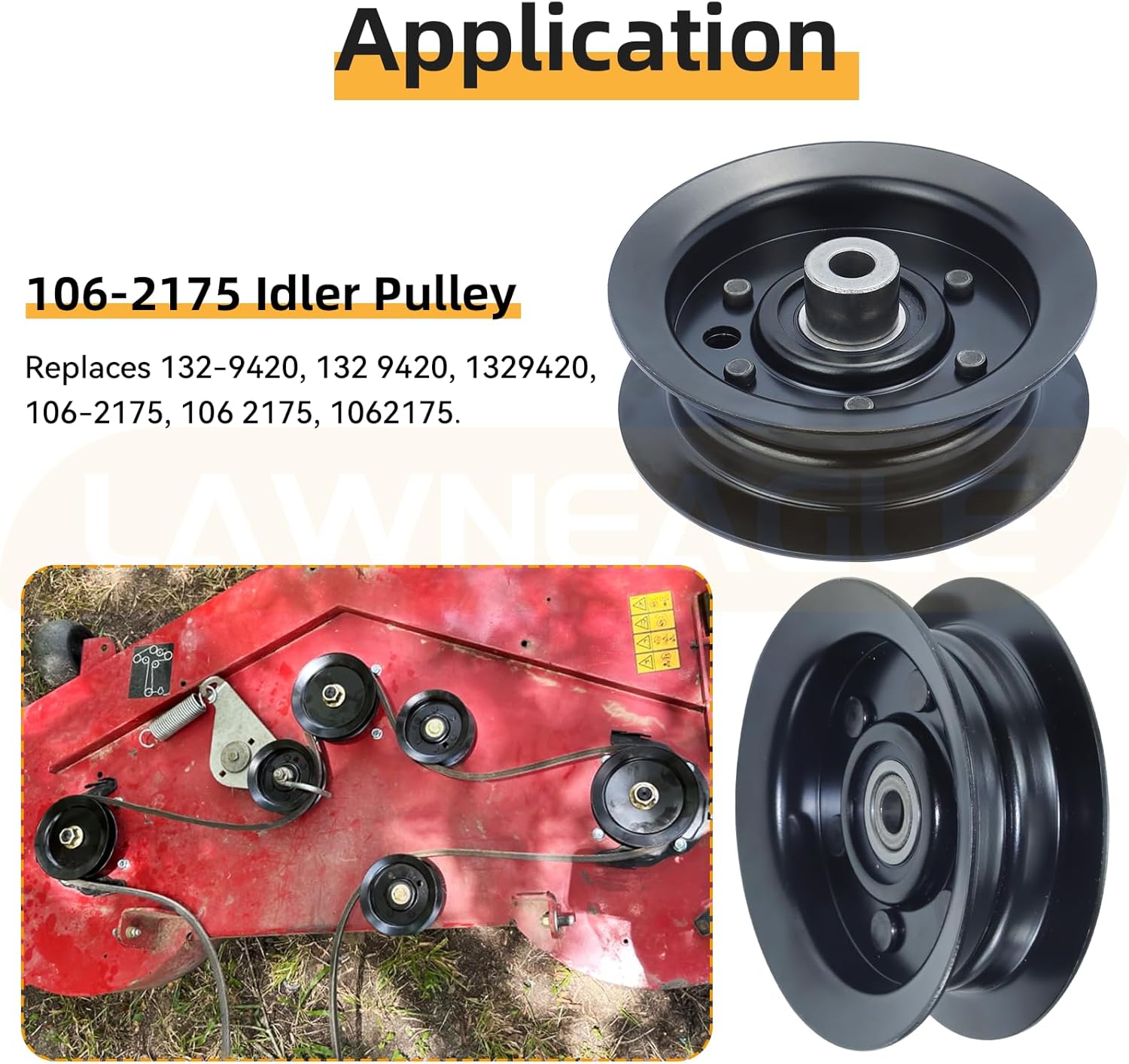 2 Pack 132-9420 Idler Pulley Replaces Toro 132-9420 Flat Idler Pulley, Toro 106-2175 Flat Idler Pulley, eXmark 132-9420 for Toro Timecutter SS5000 Parts, SS5060, Mx5050, MX5060 Riding Mowers