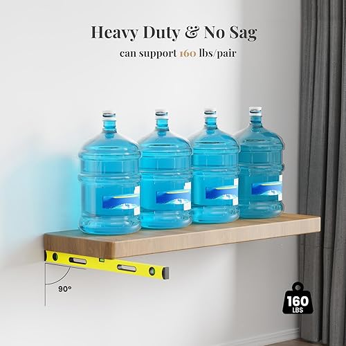 Miniatura 4 de 8 soportes de pared para estantes flotantes de alta resistencia, soportes invisibles negros para estantería, accesorios decorativos flotantes