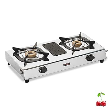 RICH FLAME Gas Stove 2 Burners | 2 Years Warranty | 2 Burner Gas Stove, Stove 2 Burners, Gas Chulha, Gas Stove, Diwali Gifts, Brass Burner, LPG & PNG Compatible - Dve' Silicon (Stainless Steel Top)