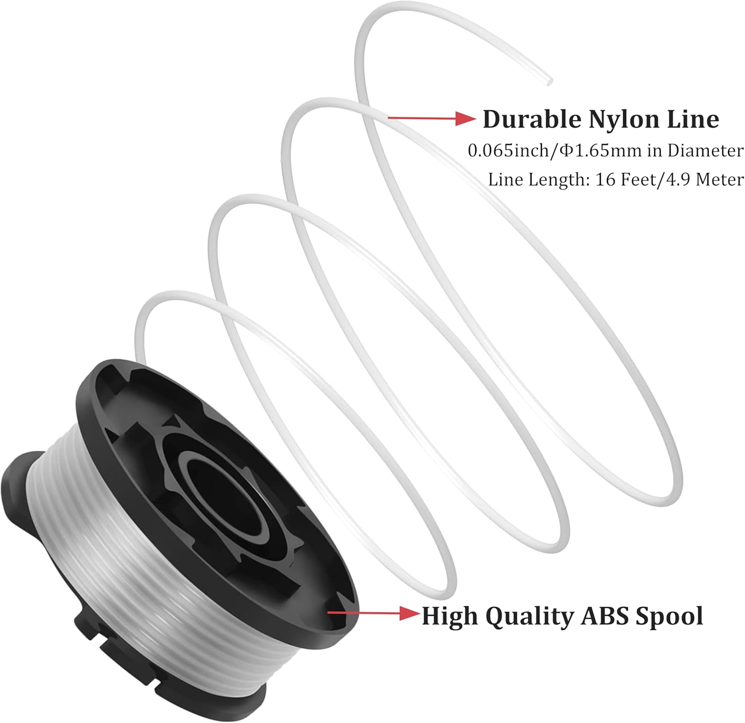 Weed Eater String Compatible with Hyper Tough HT-19-401-003-06 & HT-19-401-003-07 20V Max Weed Wacker, Replacement Trimmer Spool Line 0.065" 16FT, 6 Pack