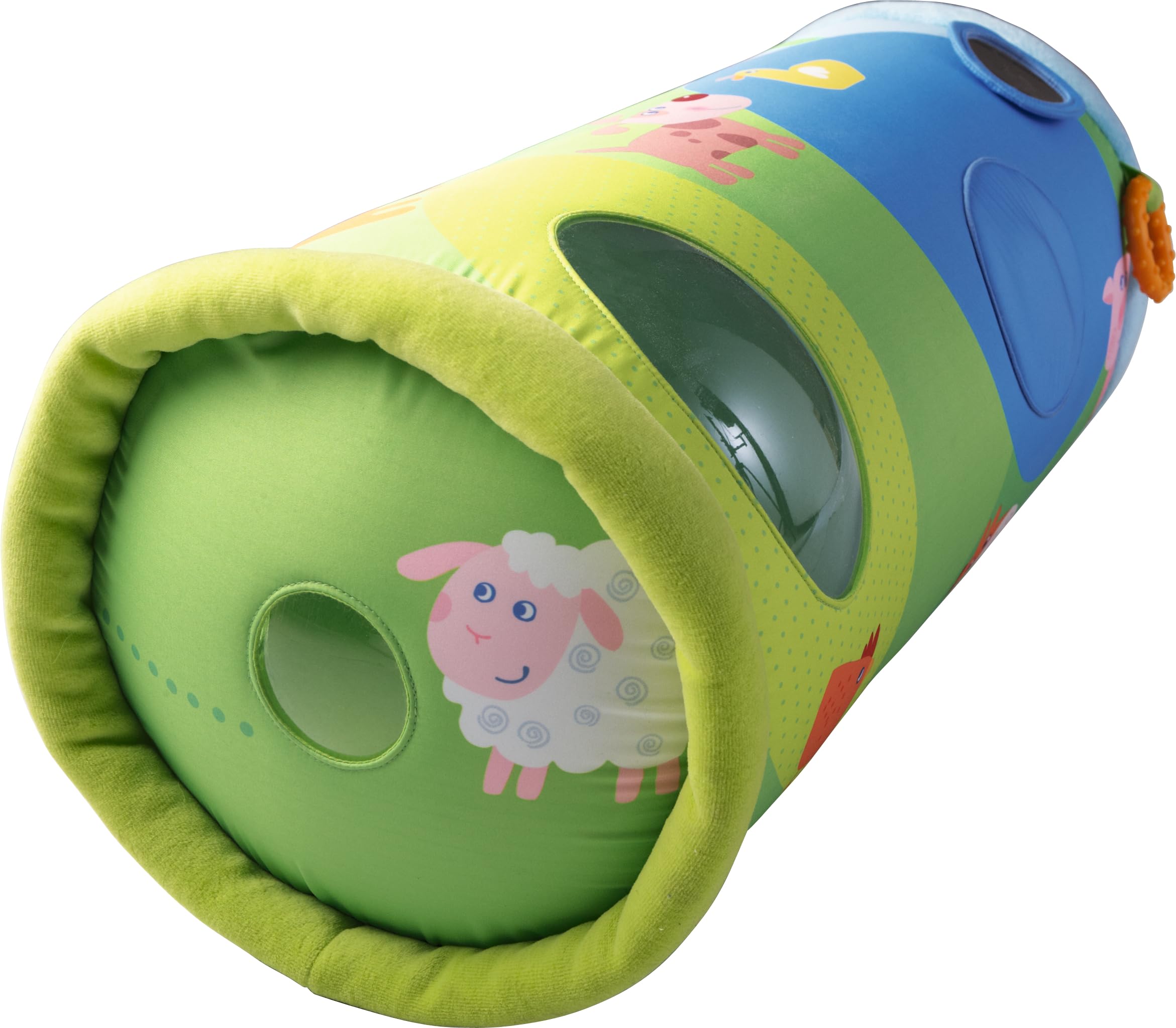 HABA 301197 Krabbelrolle Bauernhof, Geschenk für Babys, Hilfe zum Krabbeln Lernen