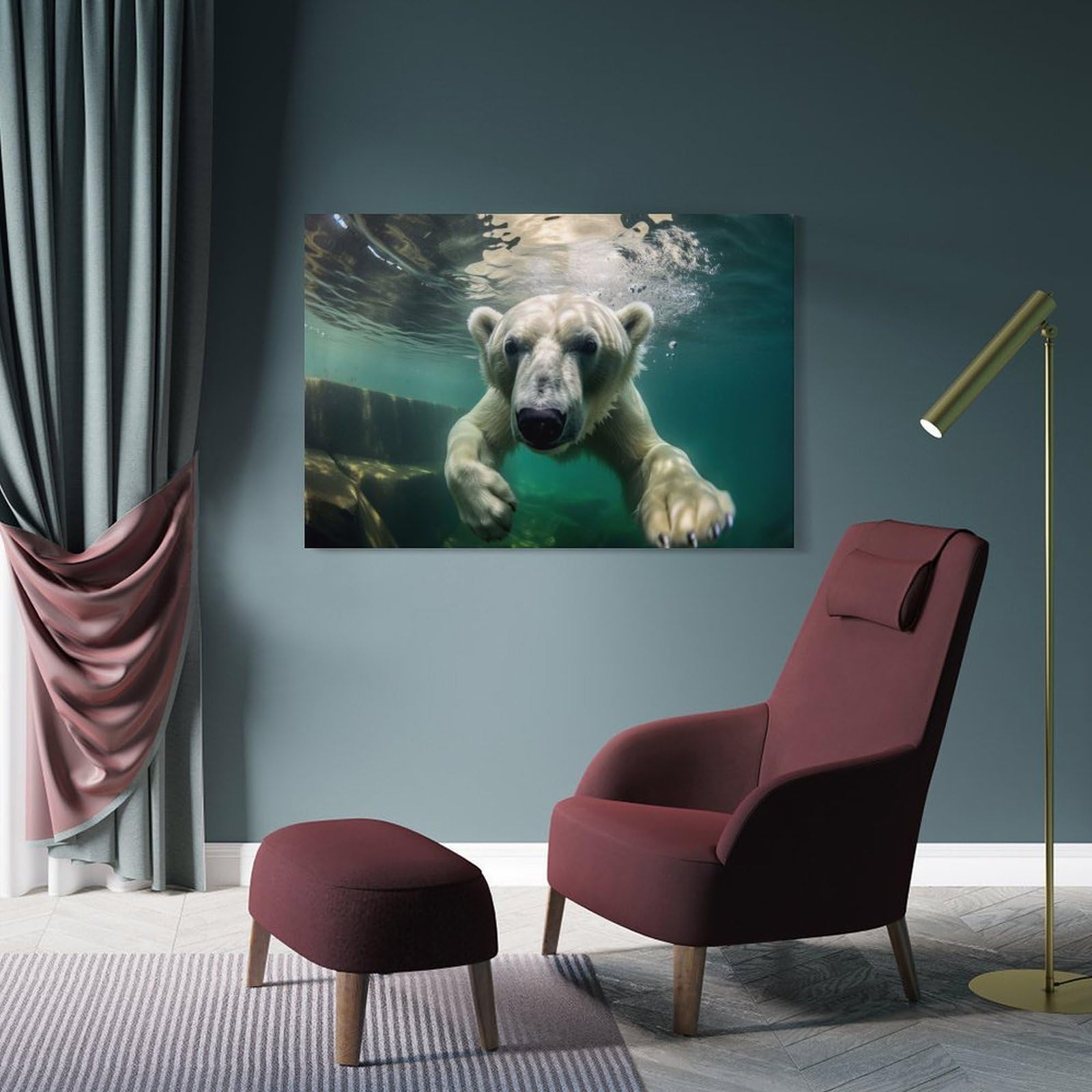 Junmoney Polar Bear Swim Room Decor Wall Art, 08x12inch(20x30cm), for Entrance Walls, Hall Decor Or Foyers, A Neat Decor Update for Hallways