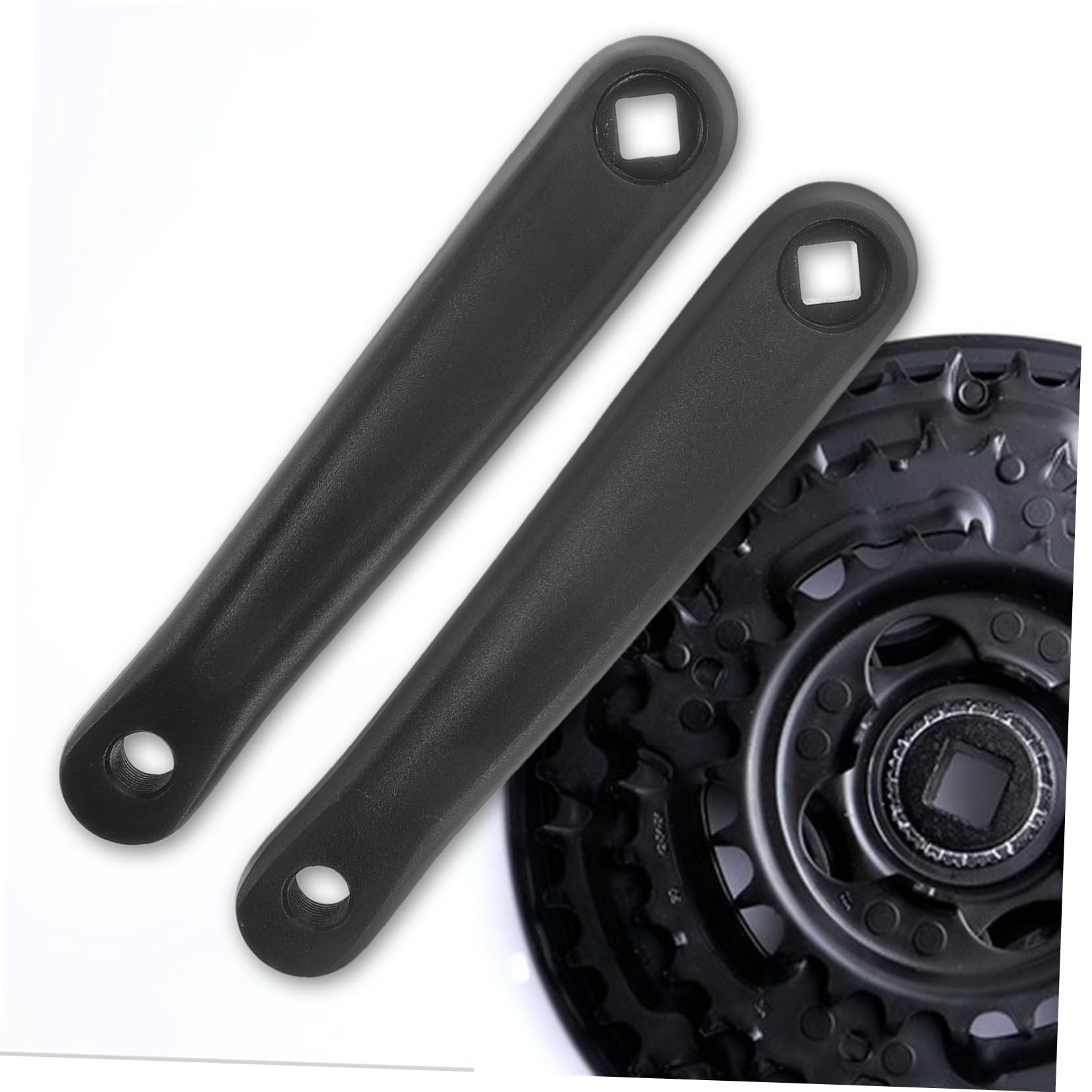 BESPORTBLE Pedivella per Motore Centrale Bici 170mm, Coppia Nera | Foro Quadrato Orizzontale, Metallo, 2 Pezzi, per Bici da Strada e Mountain Bike