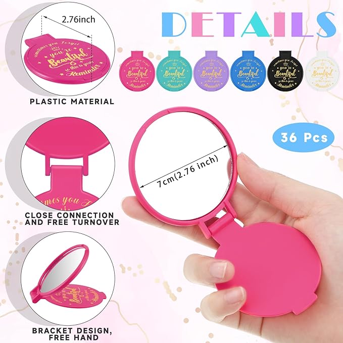 36 Espejos Compactos Inspiradores de 2.76 Pulgadas para Bolso, Mujer miniatura 2