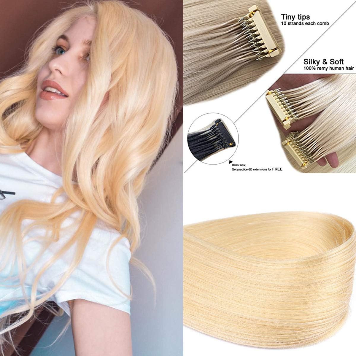 ShineLuxe 6D Hair Extensions the Best Hair Extensions in the World 22'' #613 Bleech Blonde 6D High End Connection Technology a Nicer Experience to Wear Hair Extensions