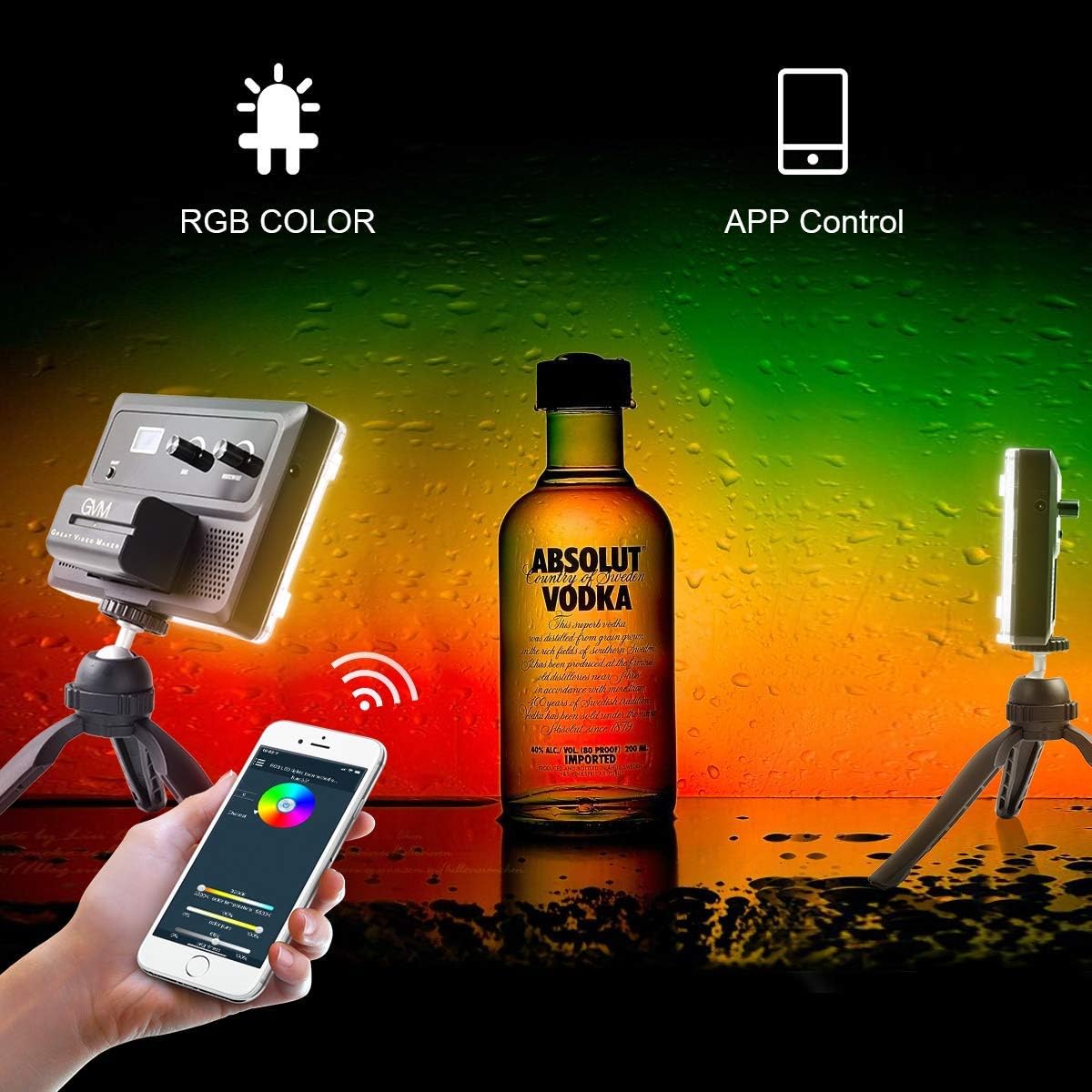 Hottest Sales GVM RGB Video Light with APP Control, 360 ° Full Color Led Camera Light CRI97 + Dimmable 3200K-5600K Rechargable Led Video Light Panel for YouTube DSLR Camera Camcorder Photo Lighting, LCD Display