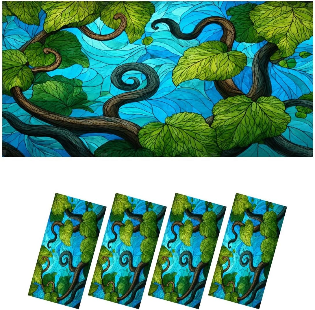 Fluorescent Light Covers for Ceiling Lights Dynamic Nature Inspired Stained Glass Window Easy to Install Magnetic Light Filter for Classroom Office Hospitals School Home Decor
