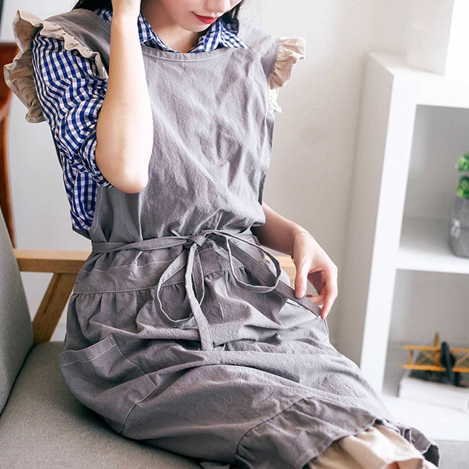 Tablier en coton avec poches pour cuisine, jardin et restaurant
