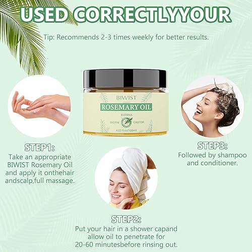 Miniatura 4 de Aceite de romero para el crecimiento del cabello, aceite orgánico de romero para cabello fino, cejas y barba, pomada de romero 100% natural con