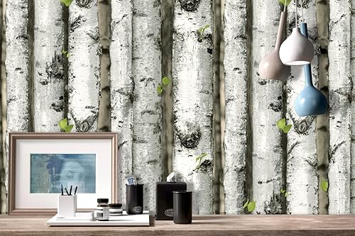 Papel tapiz autoadhesivo para despegar y pegar, diseño de corteza de simulación negroblanco, papel tapiz autoadhesivo impermeable y a prueba de