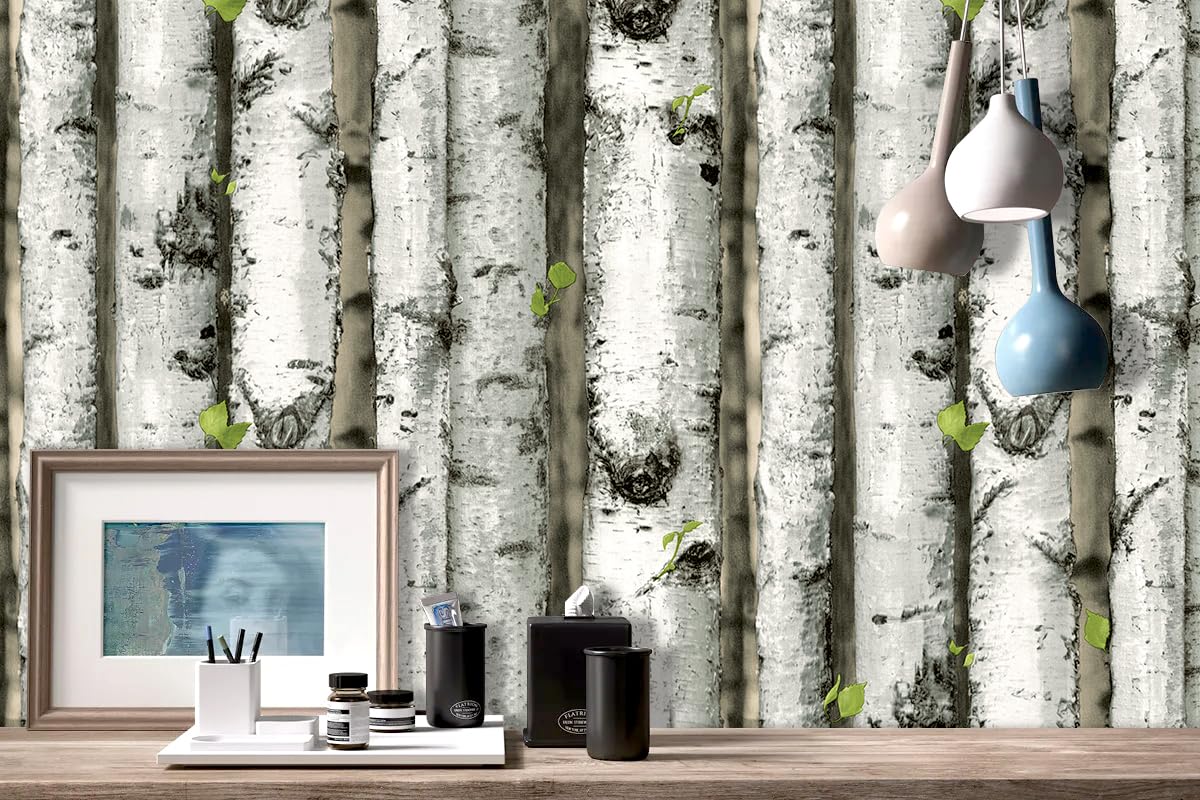Papier peint autocollant motif écorce noir et blanc design intérieur