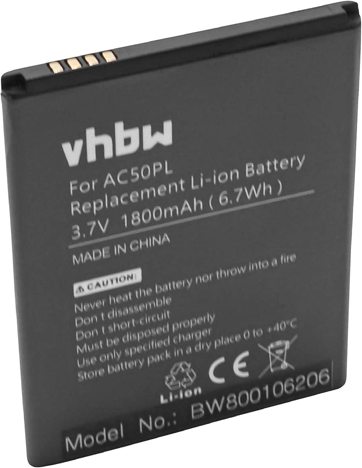 vhbw 1800mAh (3.7V) smartphone mobile phone battery for Archos 50, 50 Platinum as AC50PL Amazon