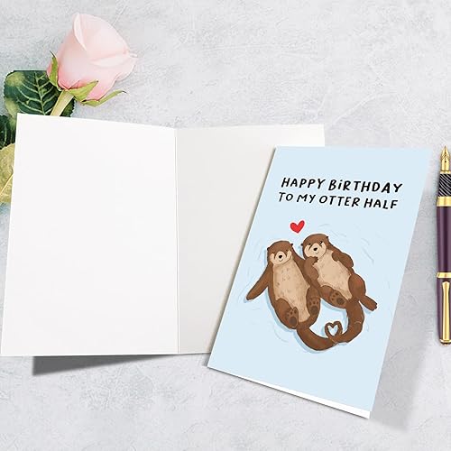Miniatura 2 de Supoeguk Bonita tarjeta de cumpleaños de nutria para novia, novio, divertida tarjeta de cumpleaños para esposa, marido, tarjeta de feliz cumpleaños
