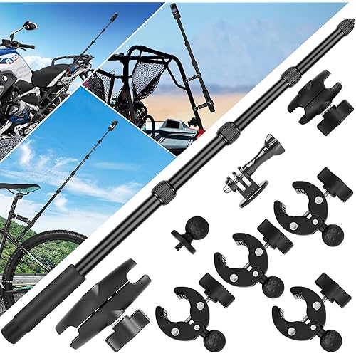 Motorcycle Mount Kit Compatible with Insta 360 X4 X5, Bike Handlebar Clamp Mounts for Gopro, 59" Invisible Selfie Stick with Double Clamp for Action Camera,Motorcycle Bicycle Riding Records