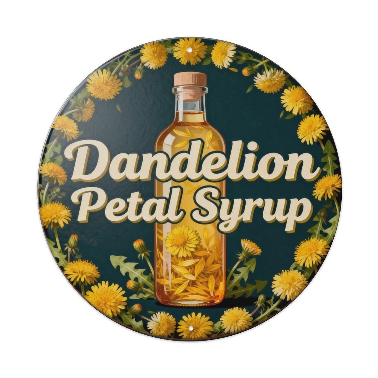 Dandelion Petal Syrup Metal Tin Sign Plaque