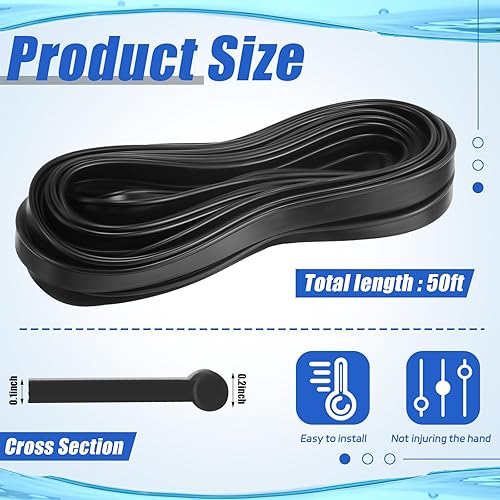 Miniatura 4 de Frienda Escobilla de goma de repuesto de 50 pies, hoja de silicona, rasqueta negra cortada a medida, cabezal de recambio a granel para puertas de