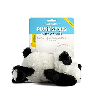 Barkbutler Pandu The Panda Soft Squeaky Plush Dog Toy, Black & White | for X-Small - Medium Dogs (0-20kgs) | Machine Washable | Reinforced Fabric | Non-Toxic | Crinkle Paper | Squeaker Inside |