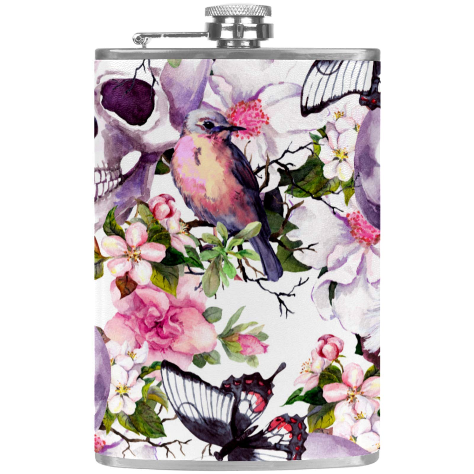 Flasque à whisky motif papillon et oiseau, cadeau pour buveurs