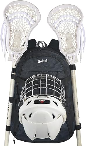 Large Lacrosse Equipment Backpack with Two Sticks holder and Separate Cleats Compartment Field Hockey Bag