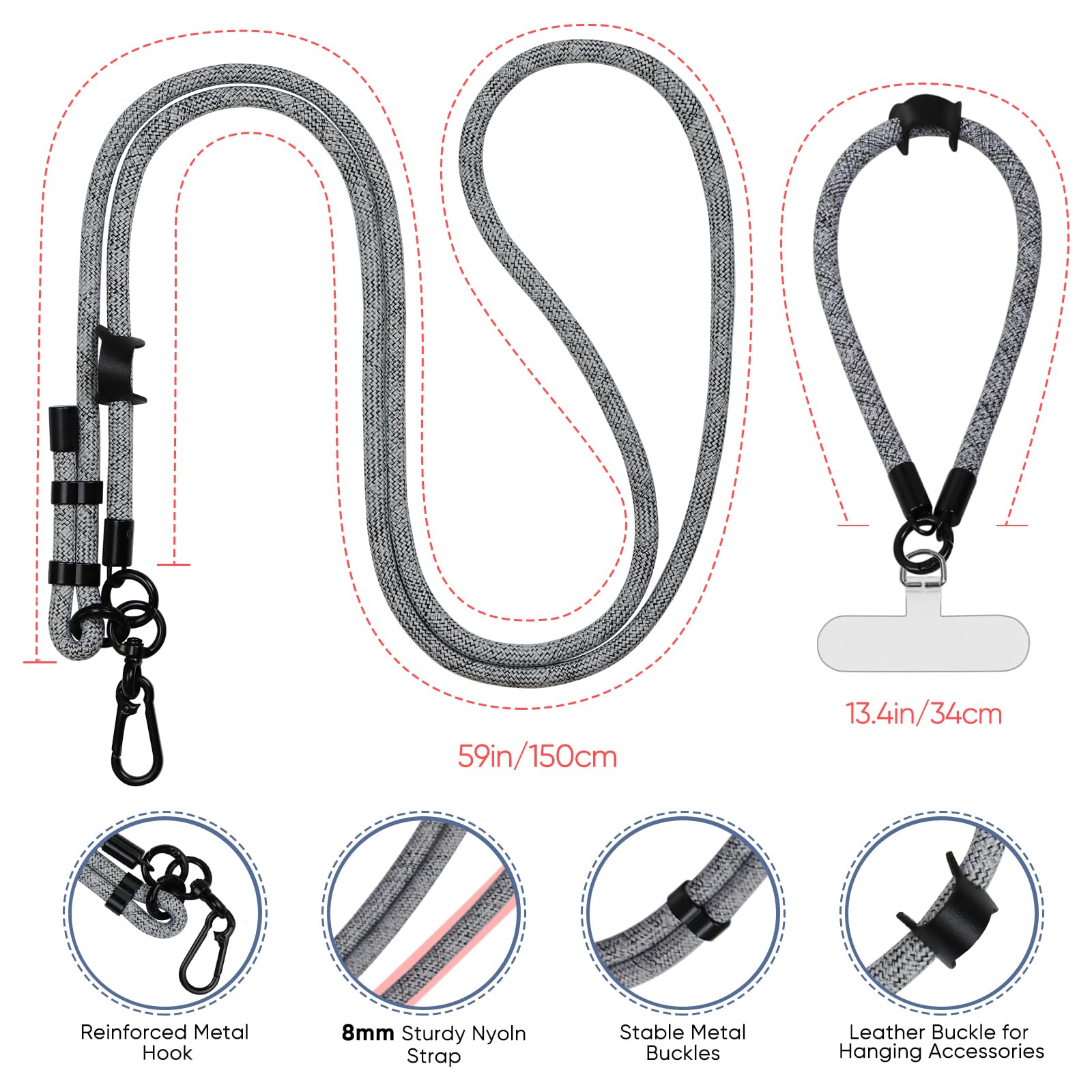 Amazon.com: JingRoom Adjustable Crossbody Cell Phone Lanyard  display picture 3