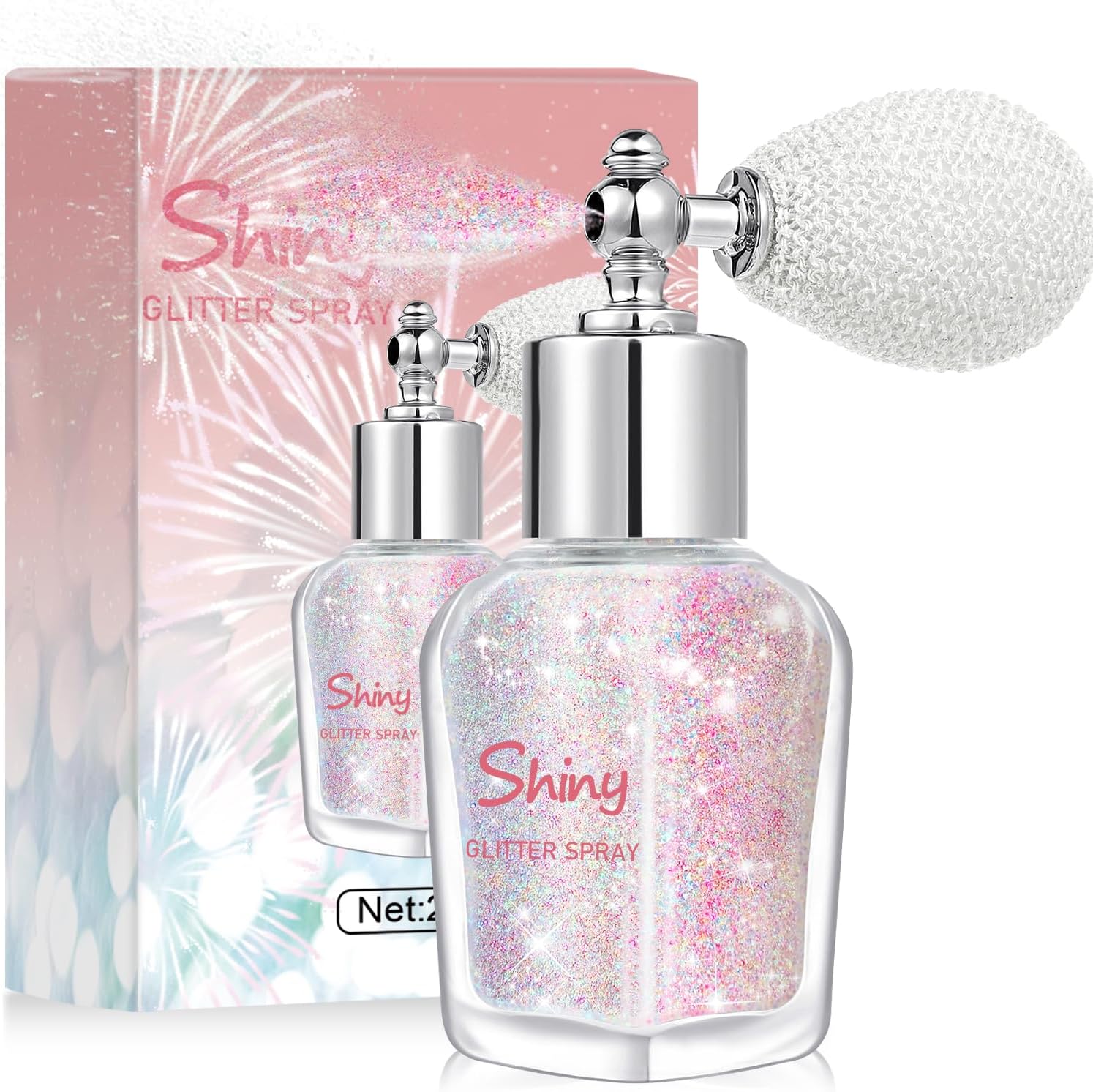 Body Glitter Spray – Fine Loose Body Shimmer Powder & Hair Sparkle Highlighter Makeup, Long-Lasting Shimmer for Face Nail Art, Mardi Gras Festival Concert Party Rave Accessories(Pastel)