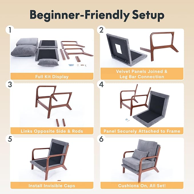 Sillón Lounge Tapizado Tela de Pana Crema 2 Unidades miniatura 7
