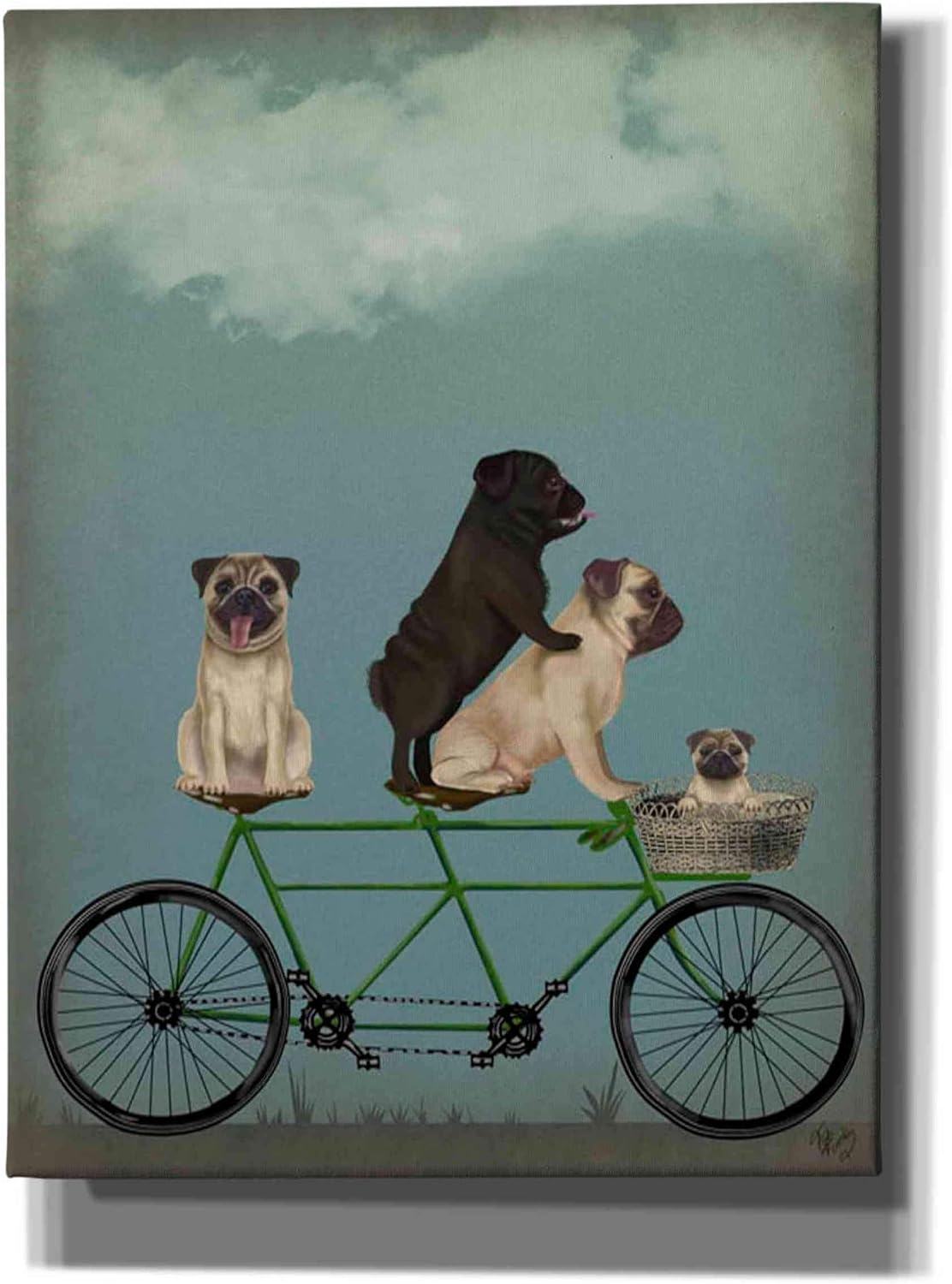 Epic Graffiti 'Pug Tandem' by Fab Funky Canvas Wall Art, 12"x16"