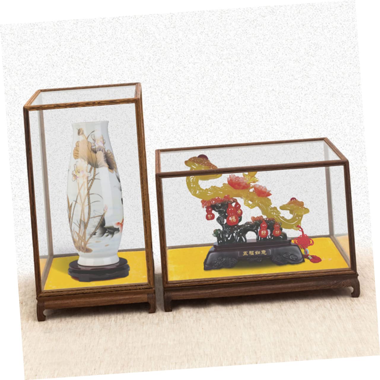 Ciieeo Vitrina Caja de Exhibición Transparente de Vidrio para Figuras y Adornos Organizador Decorativo para Buda y Coleccionables Adecuada para Salón y Entrada Tamaño 12X12X17 Cm Multifuncional