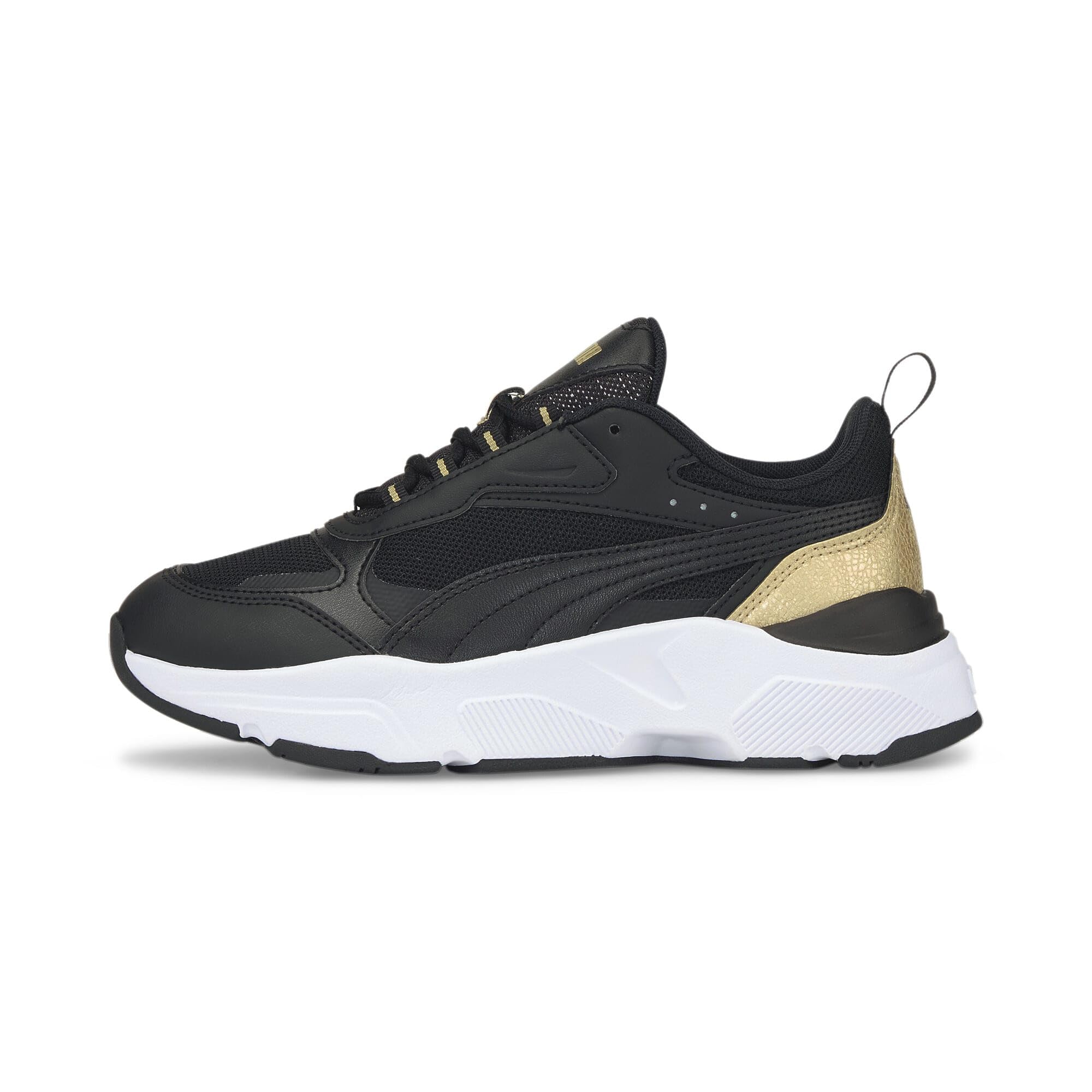 PUMA Women's Cassia Distressed Sneaker, Black Black Team Gold, 5 UK