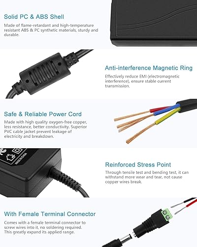 Miniatura 8 de GUPUP Luz de neón, adaptador de corriente CC de 24 V, cable de 6 pies de largo, transformador de 120 V CA, 36 vatios, con conector de salida de