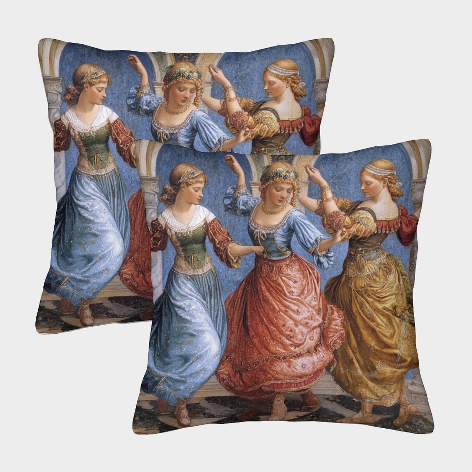kaiyun 2 Pack Italian Style,Renaissance Dance Pillow Case Home Decoration Sofa Cushion Cover 50x50cm