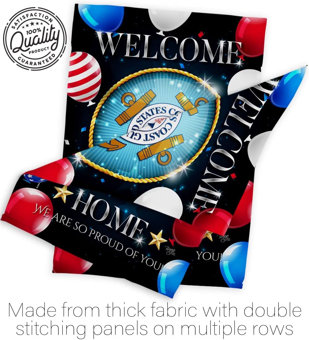 Welcome Home Coast Guard Garden Flag - Armed Forces USCG Semper Paratus United State American Military Veteran Retire Official - House Banner Small Yard Gift Double-Sided Made In USA 13 X 18.5