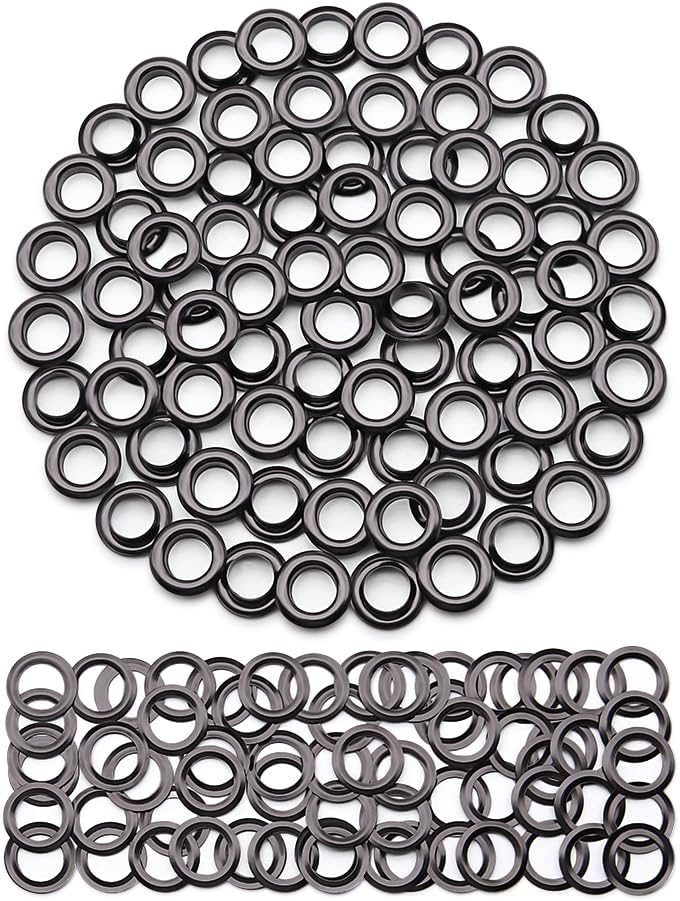 SEMINI 200 Sets 8mm Gunmetal Grommet Eyelet Kit for Fabric Leather Crafts