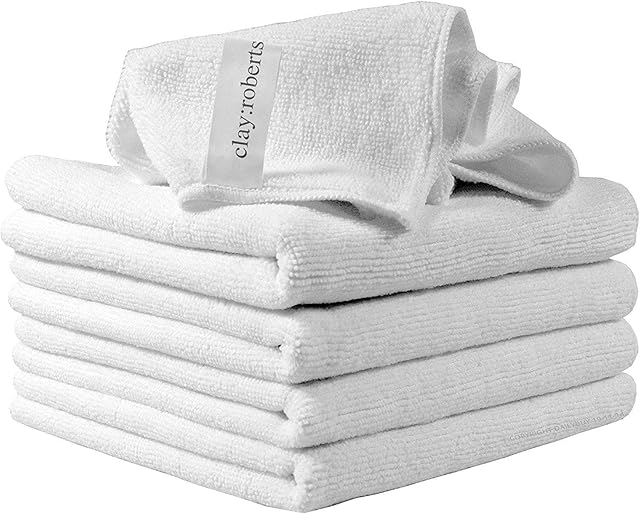 Clay Roberts Microfibre Cleaning Cloths, 40cm x 30cm - Pack of 5, Machine Washable, Polishing, Waxing & Dusting Cloth, Lint-Free, Scratch-Free