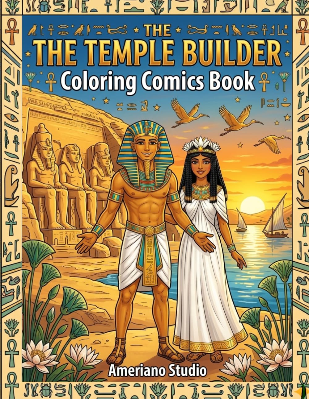 The Temple Builder: Ramses II & Abu Simbel Coloring Comics Book: An Epic Ancient Egypt Adventure for Kids | 55 Pages of History, Art & Activities