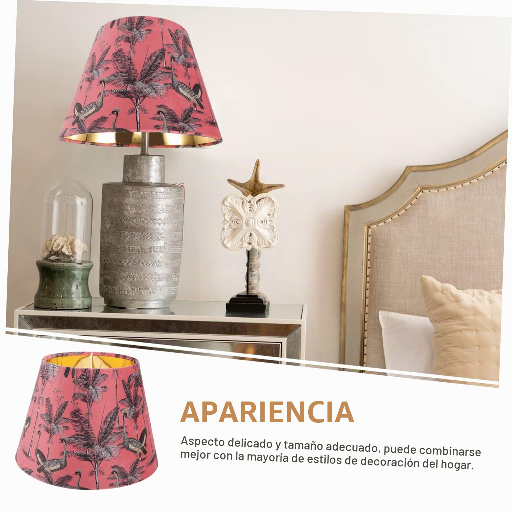 Hemobllo Pantalla de Lámpara de Mesa Terciopelo Estampado, Compatible E27 E14, 25 Cm, para Dormitorio y Hotel, Repuesto Ligera y Moderna, 1 Unidad