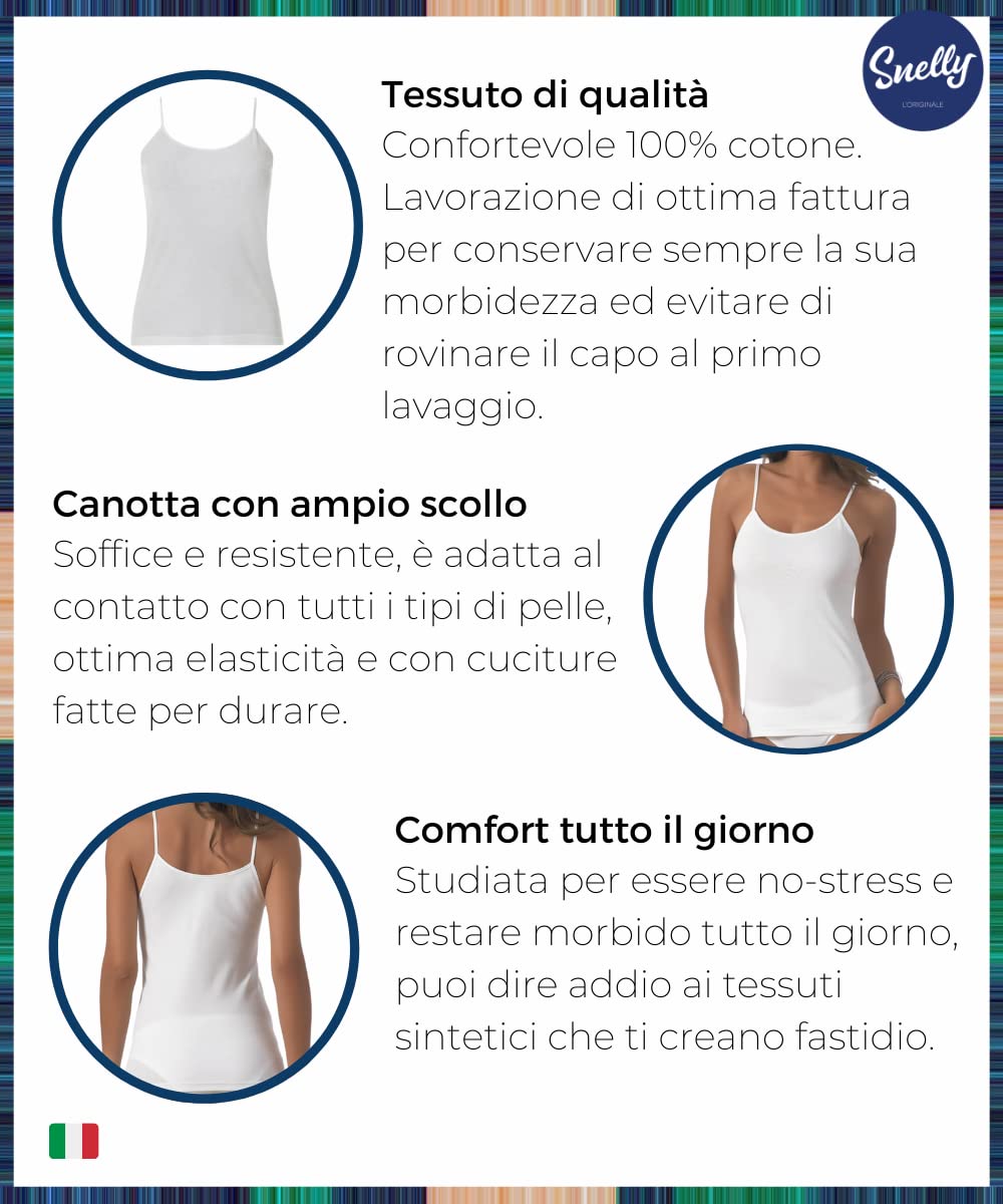 Canotta Donna (3-6-9 Pezzi) Bianca in Morbido Cotone Costine, Spalline Sottili e Ampio Scollo 2037, Canottiera da Donne Intima e Non, Antibatterica e Anallergica, di qualità, Comoda e di Marca