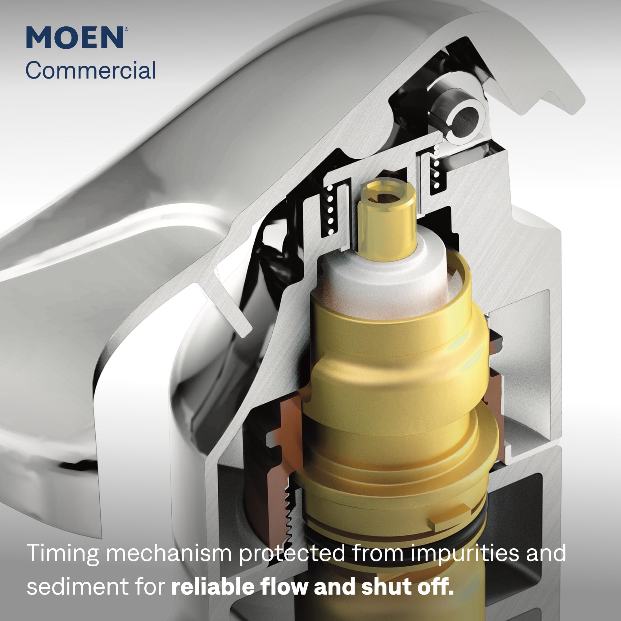 Moen Ticari Krom M-Press Tek Montajlı Ölçüm Banyo Lavabo Bataryası .5 gpm, 8884