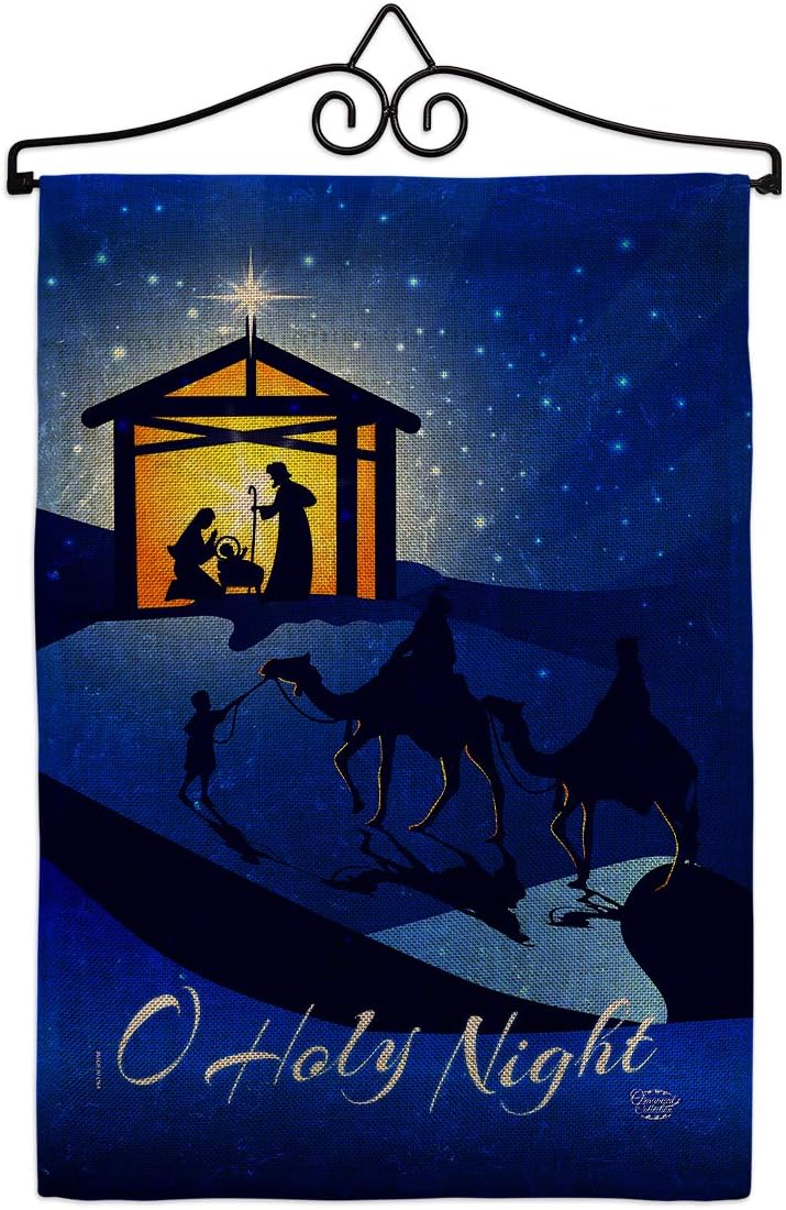 Star of Bethlehem Garden Flag Set Wall Holder Wintertime Nativity Three King Religious Holy Family Season Christian Small Decorative Gift Yard House Banner Made In USA 13 X 18.5