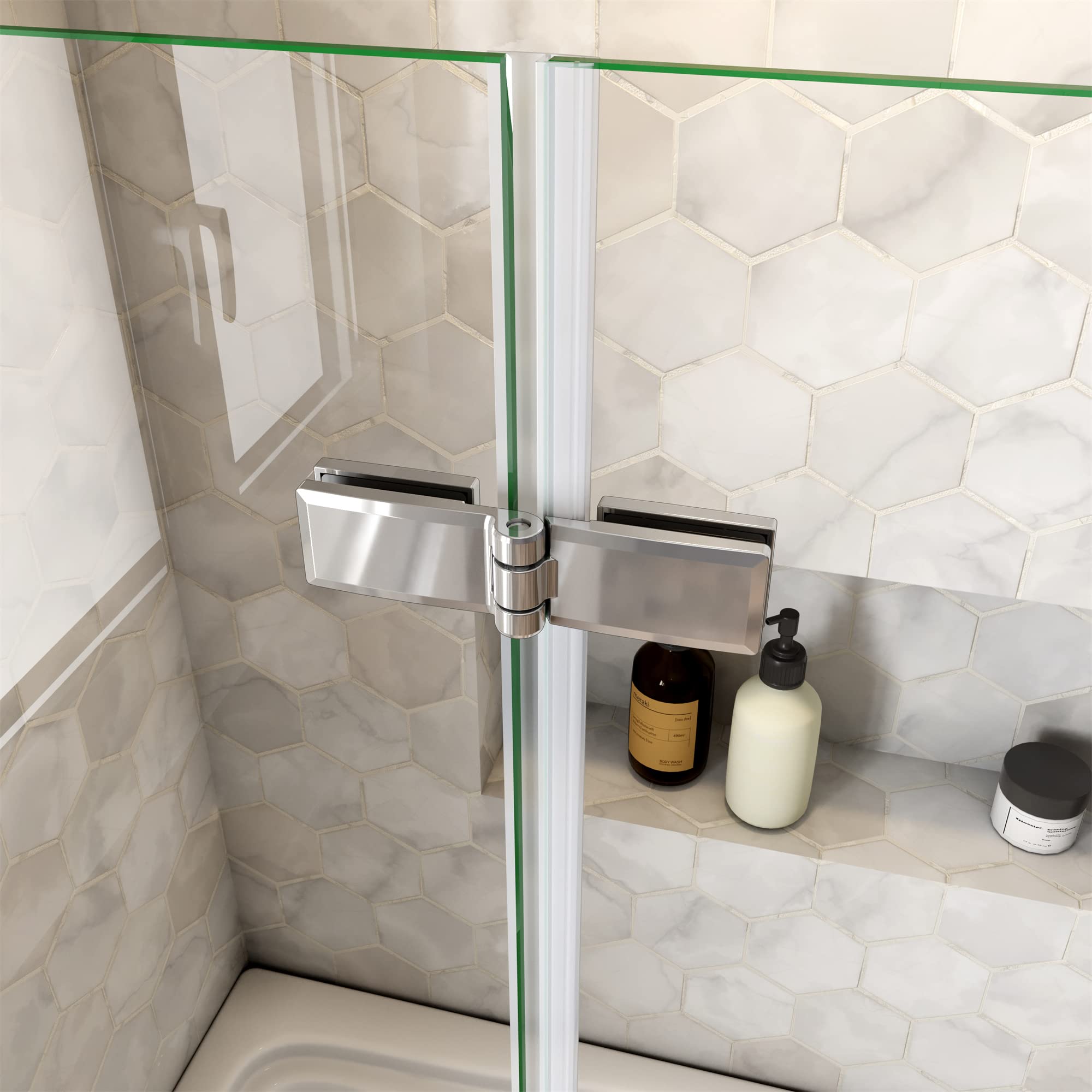 Mampara Ducha para Bañera - Abatible 2 Hojas - Cristal Templado 6mm - Plegable - (980-1000) X1400mm