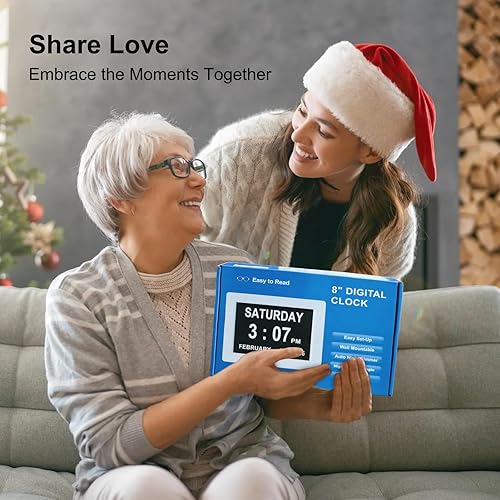 Miniatura 6 de TMC Reloj digital con calendario de día, versión más reciente, reloj de fecha extra grande con 12 opciones de alarma para personas mayores,