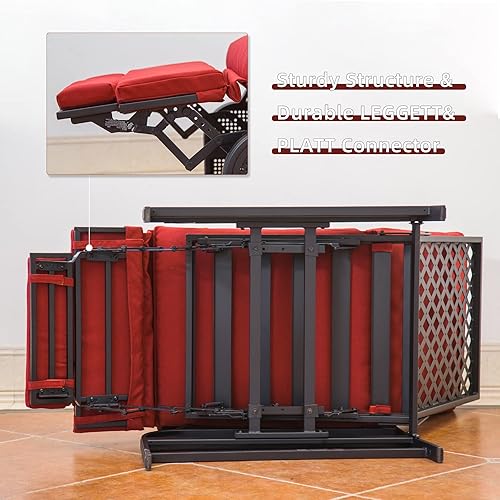 Miniatura 6 de domi outdoor living Silla reclinable ajustable de metal para exteriores con cojines extraíbles (rojo)