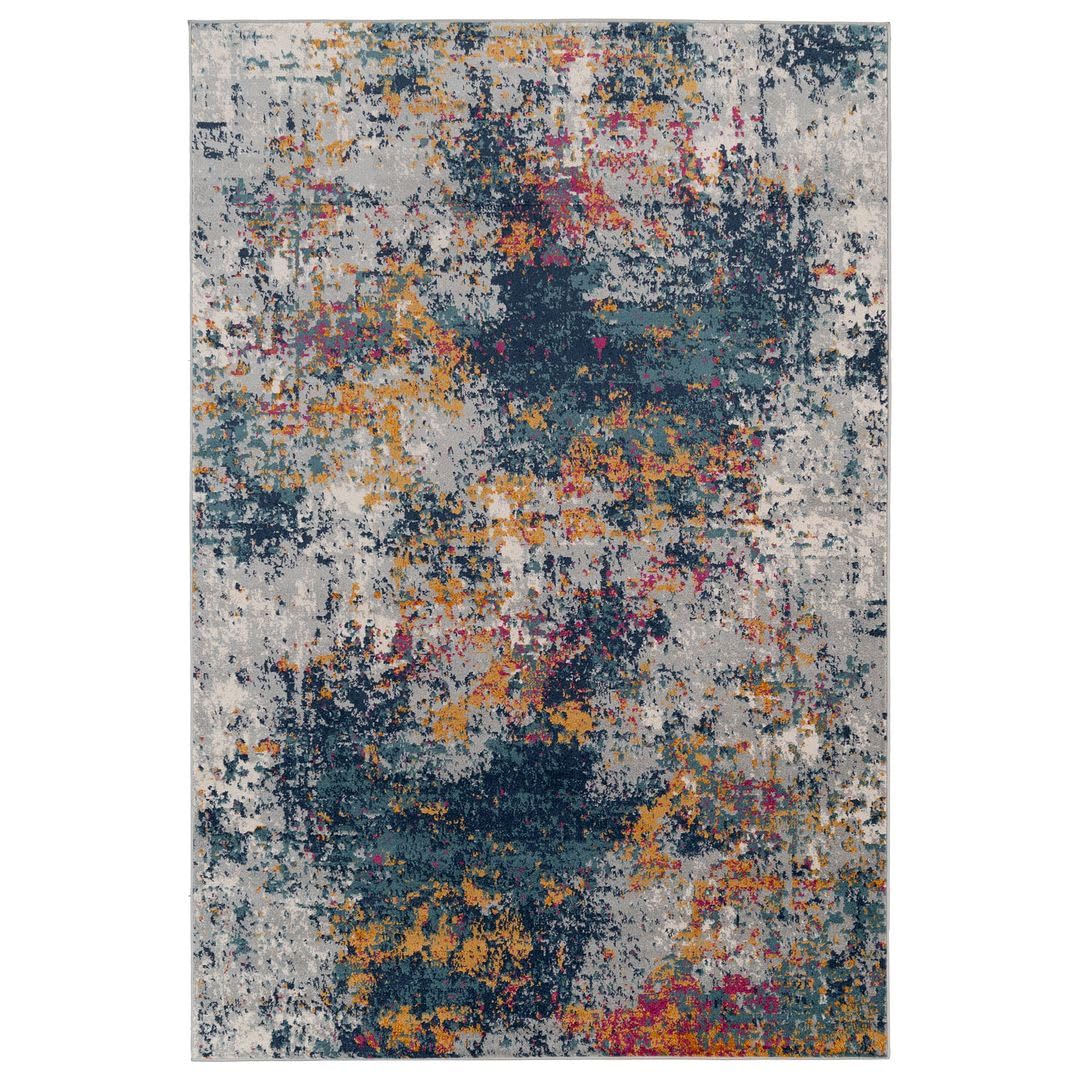 Multicolour Kids Rug Blue, Yellow, Hot Pink Cloud Style for Teenagers Bedroom Rugs, Mottled Rectangular Area Rugs Dining Room Soft Luxury Large Rug 190cm x 280cm
